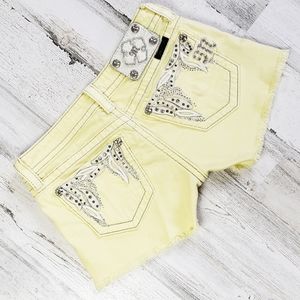 Miss Me Embellished Yellow Jean Short's.  Size 26.